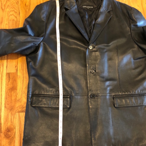 Men City Jones New York Black Leather Jacket - Picture 11 of 16